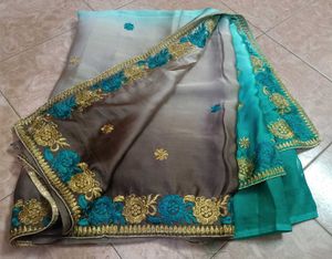 Brown With Green Colour Beautiful Saree 🥰