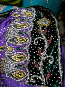 Purple Embellished Saree