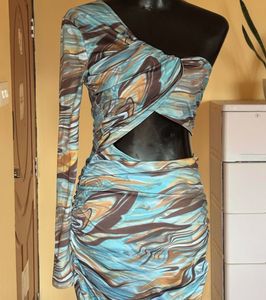 Urbanic Stylish Blue Patterned Mini Dress