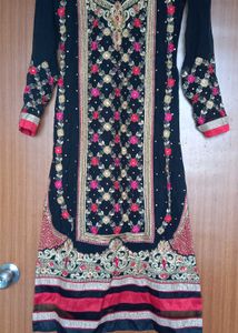 Black Heavy Work Kurta