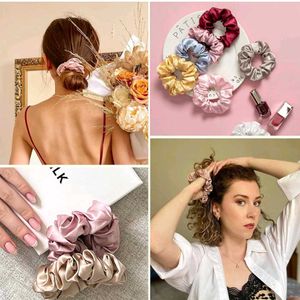 Colorful Satin Scrunchie Set (5 Pc)