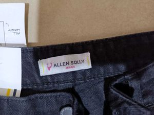 Allen Solly Black Wide Leg Denim Jeans, 30 Size