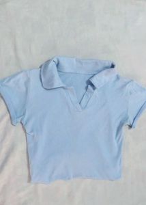 Cute Pastel Blue Polo Top