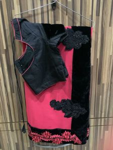 Elegant Pink & Black Saree
