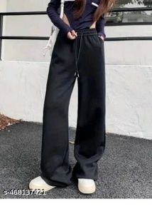 Wide Leg Black Sweatpants