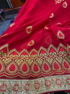 Red Embroidered Saree