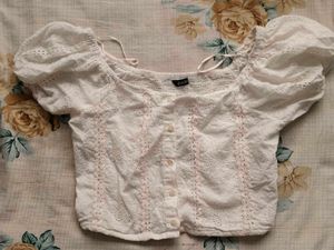 White Eyelet Puff Sleeve Top
