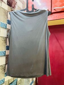 Elegant Gray Cowl Neck Top