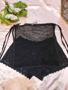 Black Lace &amp; Mesh Top