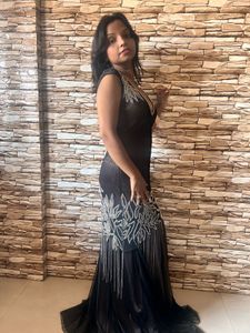 Elegant Brown Embellished Gown