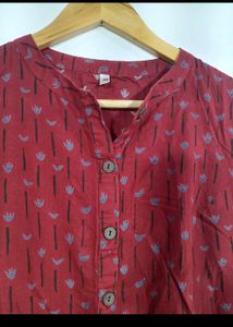 Burgundy Button-Down Top.