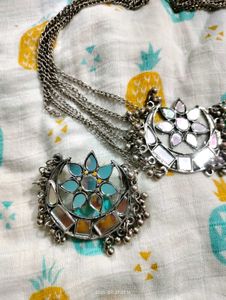 Mirror Detail Silver Jewelry Set