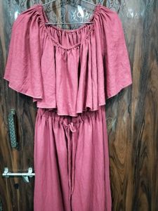 Off-shoulder Jumpsuit In Mauve Pink Colour