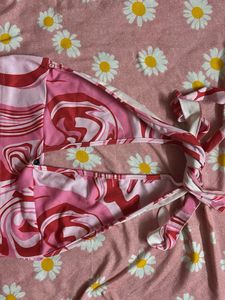 Red &amp; Pink Swirl Halter Top