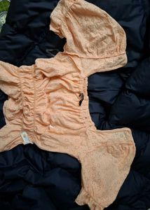 Zudio Peach Puff Sleeve Blouse Top