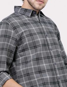 KETCH Slim fit Stylish Grey Checked Casual Shirt