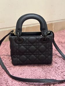 Authentic Lady Dior Small Matte Black Bag