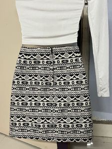 Corset One-Sleeve Top &amp; Patterned Mini Skirt