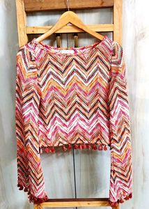 Colorful Chevron Knit Top Bust Size-36