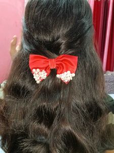 Red Bow Hair Clip