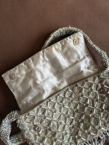 Zara Silver Beaded Evening Bag