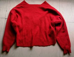 Red Wool Crop Sweater