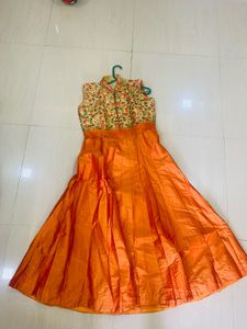 Elegant Orange Ethnic Gown