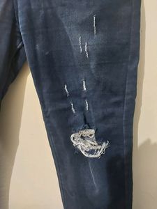 Dark Blue High Waist Skinny Distressed Jeans