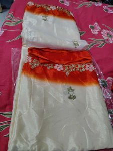 Elegant Green &amp; Pink Saree Pure Chinon