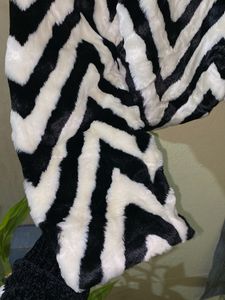 Stylish Zebra Print Faux Fur Coat