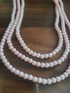 Vintage Pink Pearl Multi-Strand Necklace