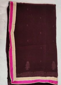 Brown Lace Saree With Blouse