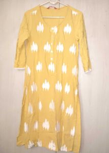Yellow Straight A-line Kurti For Women