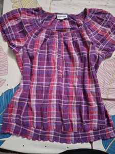 Square Neck Check Top