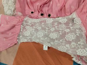 Pink Top with Lace Detail