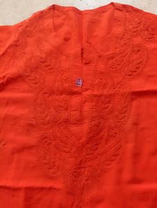 Red Embroidered Kurta