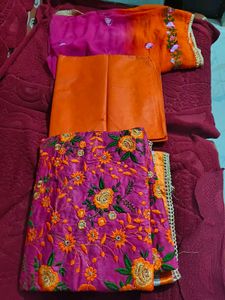 3 Piece Embroidery Work Unstitched Cotton Set