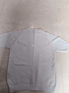 Silver Knit Short Sleeve Top