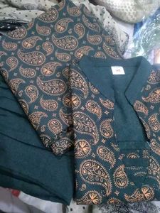 Green Paisley winter Kurta Set