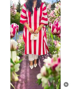 Striped Red & White Kurta