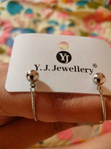 White Long Chain Earrings with Flower Design