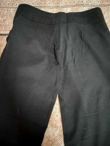 Wide Leg Black Pants With Attached Belt