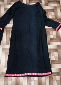 Black Kurti with Pink Embroidery