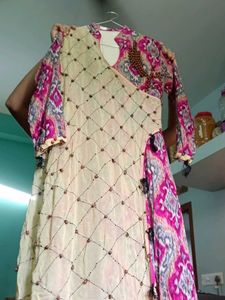Pink &amp; Gold Anarkali Dress