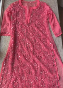 Pink Embroidered Kurti