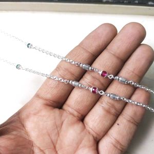 Pure Silver CZ Snack Chain ⛓️ Anklets पायल