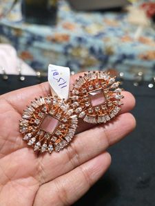 Pink Zirconia Round Big Studs