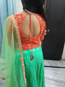 Orange &amp; Green Lehenga Choli. Size S to M.