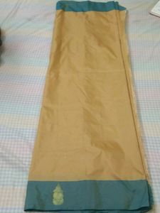 Silk Saree With Blouse , Colour -  Cream &amp; Green Border