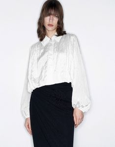 White bubble Cropped Button Down